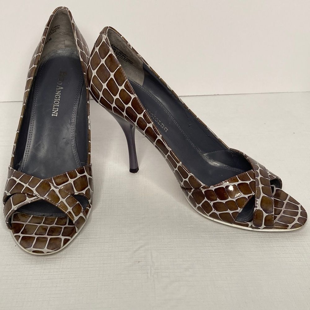 Enzo Angiolini Shoes Heels Eamagnify Brown Gold Giraffe Print Purple Heels Shoes